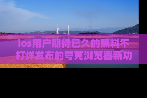 ios用户期待已久的黑料不打烊发布的夸克浏览器新功能上线啦！
