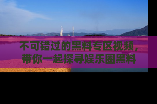 不可错过的黑料专区视频，带你一起探寻娱乐圈黑料